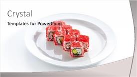  Presentation with crab - PPT layouts enhanced with tobiko-alaska-sushi-roll-international background and a white colored foreground