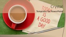  Presentation with today - Presentation theme consisting of today is a good day note - positive handwriting on a napkin with a cup of coffee background and a lemonade colored foreground