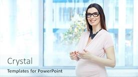  Presentation with today - Presentation design enhanced with today-women-working-during-pregnancy background and a sky blue colored foreground