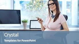  Presentation with pregnancy women - Colorful presentation theme enhanced with today women working during pregnancy backdrop and a teal colored foreground