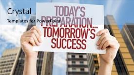  Presentation with todays world - Colorful slide set enhanced with graduation poster - todays preparations tomorrows success placard backdrop and a light blue colored foreground