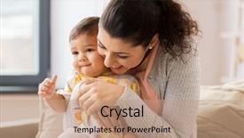  Presentation with motherhood - PPT theme having toddler - family child and motherhood concept background and a coral colored foreground