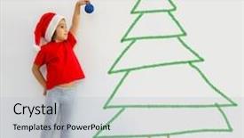  Presentation with animated christmas tree - Cool new slide set with toddler boy decorating christmas tree backdrop and a light gray colored foreground