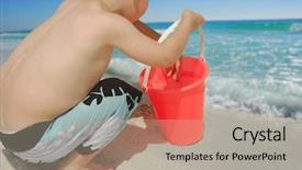  Presentation with young children playing multicultural - Colorful theme enhanced with toddler boy playing with sand backdrop and a  colored foreground