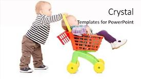  Presentation with 3d white people pushing - Presentation featuring toddler boy pushing his twin background and a white colored foreground