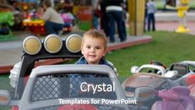  Presentation with car park - Presentation theme featuring toddler boy riding a car background and a ocean colored foreground