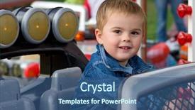  Presentation with car parts robots - Slides enhanced with toddler boy riding a car background and a ocean colored foreground