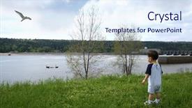  Presentation with swim boy - Cool new theme with toddler boy watching a family backdrop and a sky blue colored foreground