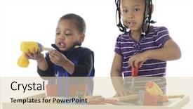  Presentation with preschool brain - Audience pleasing presentation theme consisting of toddler brother and preschool sister backdrop and a soft green colored foreground