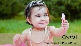  Presentation with first birthday - Slide set featuring toddler girl first birthday anniversary background and a coral colored foreground