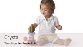  Presentation with white bricks - Amazing presentation having toddler girl playing with colored bricks isolated on white background backdrop and a lemonade colored foreground