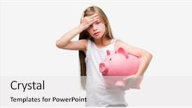  Presentation with piggy bank - Slide deck enhanced with  background and a  colored foreground