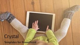  Presentation with green - Slide deck having toddler in green shirt play background and a coral colored foreground