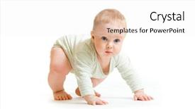  Presentation with baby congratulation boy blue - Colorful slides enhanced with toddler isolated trying to stand backdrop and a white colored foreground