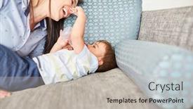  Presentation with living room - Slide set with toddler-pinches-mother-s-nose background and a light gray colored foreground