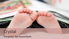  Presentation with baby book - Theme featuring toddler reading a book background and a coral colored foreground