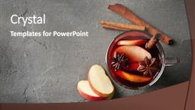  Presentation with mulled wine - PPT theme enhanced with toddy drink - glass cup of delicious christmas background and a  colored foreground