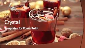  Presentation with mulled wine - PPT theme with toddy drink - glass of delicious christmas mulled background and a  colored foreground