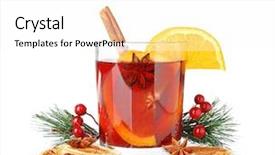  Presentation with mulled wine - Theme having toddy drink - glass of delicious mulled wine background and a white colored foreground