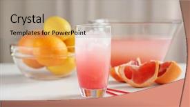  Presentation with pink and white roses - PPT theme with toddy drink - glass of pink lemonade background and a coral colored foreground