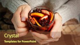  Presentation with mulled wine - Cool new PPT theme with toddy drink - woman holding glass cup backdrop and a tawny brown colored foreground