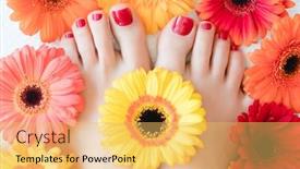  Presentation with nail - Cool new slides with toenails-after-pedicure-with-red backdrop and a yellow colored foreground