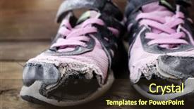  Presentation with shoes - PPT layouts featuring toes used by homeless background and a wine colored foreground