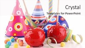  Presentation with decoration - Cool new presentation theme with toffee apple and party decoration backdrop and a  colored foreground