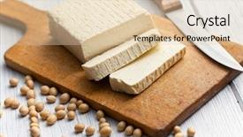  Presentation with soy - Colorful presentation theme enhanced with tofu and soy beans on kitchen table backdrop and a lemonade colored foreground
