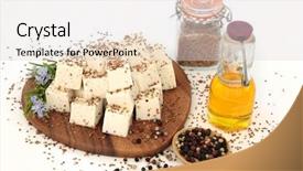  Presentation with seed oil - Presentation theme enhanced with tofu bean curd for vegans background and a lemonade colored foreground