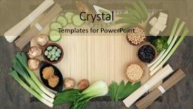  Presentation with food grains - Beautiful slide set featuring tofu miso legumes wakame seaweed backdrop and a coral colored foreground