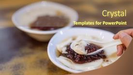  Presentation with pudding - Presentation theme with tofu-pudding-with-red-bean background and a coral colored foreground