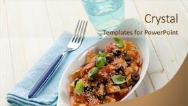  Presentation with sesame seeds and oil - PPT theme featuring composition of raw meat with vegetables and spice on wooden background top view copy space still life flat lay background and a gray colored foreground