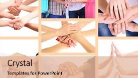  Presentation with people collage - Colorful slide deck enhanced with join together - collage of young people's hands backdrop and a lemonade colored foreground