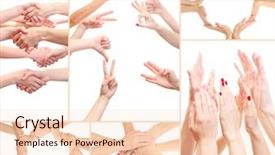  Presentation with people collage - Slide deck featuring join together - collage of young people's hands background and a lemonade colored foreground