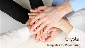  Presentation with group - Presentation with join together - group of young people's hands background and a lemonade colored foreground