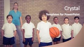  Presentation with diverse elementary students - Slide deck consisting of together about to play basketball background and a coral colored foreground