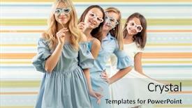  Presentation with colorful birthday frame party - Colorful slide deck enhanced with together and holding toy shape backdrop and a light blue colored foreground