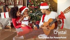  Presentation with happy birthday frame holiday - Audience pleasing slide set consisting of floor together and listening guitar backdrop and a  colored foreground