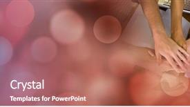  Presentation with team hands - PPT theme having together and red bokeh transition background and a coral colored foreground