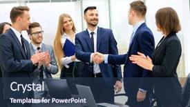  Presentation with formal - Colorful slide deck enhanced with together and smiling while two backdrop and a ocean colored foreground