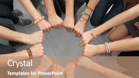  Presentation with people unity - Beautiful slides featuring together as symbol of unity backdrop and a coral colored foreground