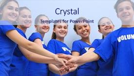  Presentation with team hands - PPT layouts consisting of together as symbol of unity background and a sky blue colored foreground