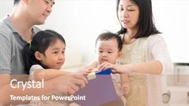  Presentation with parents and children - Colorful slides enhanced with together asian family spending quality backdrop and a coral colored foreground