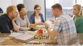  Presentation with new ideas - Audience pleasing PPT layouts consisting of together at table in modern backdrop and a coral colored foreground