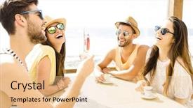  Presentation with time - Slides having together at the beach bar background and a lemonade colored foreground