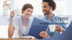  Presentation with black couple having fun - Amazing presentation theme having together at the coffee shop backdrop and a light blue colored foreground