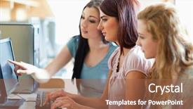  Presentation with working together - Presentation with together in an it room background and a coral colored foreground