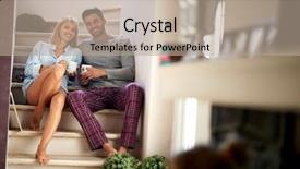  Presentation with coffee - Presentation theme with together in morning drinking coffee background and a coral colored foreground