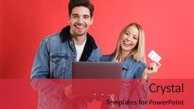  Presentation with credit card - Amazing presentation theme having together isolated over red background backdrop and a red colored foreground